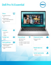 Laptop Dell Pro 14 Essential PV14250 W11P C5-220U|16GB|512GB|Intel Graphics|FgrPr|WLAN+BT|14.0 2K|BcklKb|4C|65W|3YPS Platinum Silver (Plastic) - PV14250_RPLR_006 - Zdjęcie 9