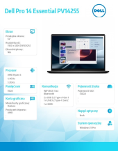 Laptop Dell Pro 14 Essential PV14255 W11P Ryzen 5 220|16GB|512GB|AMD Radeon|FgrPr|WLAN+BT|14.0 FHD+|BcklKb|3C|65W|3YPS Carbon Black (Plastic) - PV14255_HWK_551 - Zdjęcie 4