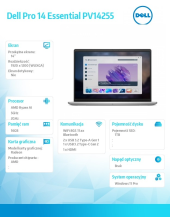 Laptop Dell Pro 14 Essential PV14255 W11P Ryzen AI 7 350|16GB|1TB|AMD Radeon|FgrPr|WLAN+BT|14.0 FHD+|BcklKb|4C|65W|3YPS Platinum Silver Metal - PV14255_KRK_501 - Zdjęcie 4