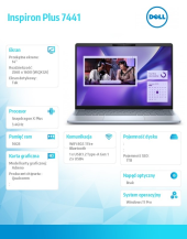 DELL Notebook Inspiron Plus 7441 Win11Pro XELITE12C/16GB/1TB SSD Gen4/14.0 QHD+ Touch/Adreno GPU/FgrPr/Cam & Mic/WLAN + BT/Backlit Kb/3 Cell/3Y Basic Onsit - THENA_N14_Plus_2500_2005 - Zdjęcie 6