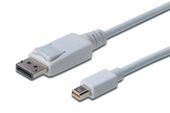 DIGITUS Kabel połączeniowy Displayport 4K 60Hz UHD Typ miniDP/DP M/M biały 1m - AK-340102-010-W - Zdjęcie 1