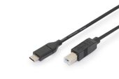 DIGITUS Kabel polaczeniowy USB 2.0 HighSpeed Typ USB C/B M/M, Power Delivery, czarny 1,8m - AK-300150-018-S - Zdjęcie 1