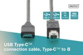 DIGITUS Kabel polaczeniowy USB 2.0 HighSpeed Typ USB C/B M/M, Power Delivery, czarny 1,8m - AK-300150-018-S - Zdjęcie 5