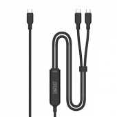 DIGITUS Kabel zasilający 2w1 USB-C - 2x USB-C, USB 2.0 140W PD 3.1, nylonowy, 1,8m czarny  - AK-300170-018-S - Zdjęcie 4