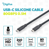 DIGITUS Kabel połączeniowy silikonowy USB-C-USB-C | USB 4 ver.2.0 80Gbps | 8K@60Hz | PD 3.1 240W| 0,5m | czarny - AK-300350-005-S - Zdjęcie 5