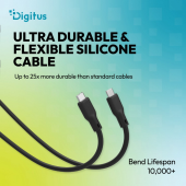 DIGITUS Kabel połączeniowy silikonowy USB-C-USB-C | USB 4 ver.2.0 80Gbps | 8K@60Hz | PD 3.1 240W| 0,5m | czarny - AK-300350-005-S - Zdjęcie 6