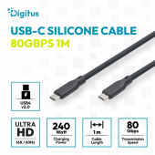 DIGITUS Kabel połączeniowy silikonowy USB-C-USB-C | USB 4 ver.2.0 80Gbps | 8K@60Hz | PD 3.1 240W| 1,0m | czarny - AK-300350-010-S - Zdjęcie 5