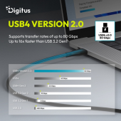 DIGITUS Kabel połączeniowy silikonowy USB-C-USB-C | USB 4 ver.2.0 80Gbps | 8K@60Hz | PD 3.1 240W| 1,0m | czarny - AK-300350-010-S - Zdjęcie 10