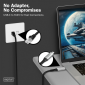 DIGITUS Kabel adapter USB-C - RJ45 Kat. 6A S/FTP, 1 Gbit/s, USB 3.2 Gen1, LSZH, 3m - AK-300601-030-S - Zdjęcie 4
