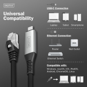 DIGITUS Kabel adapter USB-C - RJ45 Kat. 6A S/FTP, 1 Gbit/s, USB 3.2 Gen1, LSZH, 3m - AK-300601-030-S - Zdjęcie 5
