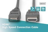 DIGITUS Kabel połączeniowy HDMI HighSpeed 1080p 60Hz FHD Typ HDMI A/HDMI C M/M 3m Czarny  - AK-330106-030-S - Zdjęcie 5