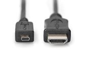 DIGITUS Kabel połączeniowy HDMI HighSpeed z Ethernetem 4K 60Hz UHD Typ HDMI A/HDMI D M/M 1m Czarny  - AK-330109-010-S - Zdjęcie 2