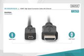 DIGITUS Kabel połączeniowy HDMI HighSpeed z Ethernetem 4K 60Hz UHD Typ HDMI A/HDMI D M/M 1m Czarny  - AK-330109-010-S - Zdjęcie 3