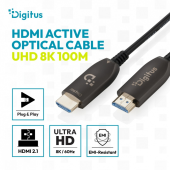 DIGITUS Kabel połączeniowy hybrydowy HDMI AOC | HDMI-A męski-męski | HDMI 2.1 | UHD-2 8K@60Hz | 48Gbps |HDR, eARC, HDCP 2.2, CEC | 100m - AK-330126-1000-S - Zdjęcie 3