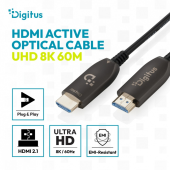 DIGITUS Kabel połączeniowy hybrydowy HDMI AOC | HDMI-A męski-męski | HDMI 2.1 | UHD-2 8K@60Hz | 48Gbps |HDR, eARC, HDCP 2.2, CEC | 60m - AK-330126-600-S - Zdjęcie 3