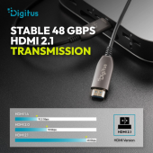 DIGITUS Kabel połączeniowy hybrydowy HDMI AOC | HDMI-A męski-męski | HDMI 2.1 | UHD-2 8K@60Hz | 48Gbps |HDR, eARC, HDCP 2.2, CEC | 70m - AK-330126-700-S - Zdjęcie 4