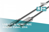 DIGITUS Kabel adapter hybrydowy AOC USB Typ C na HDMI 4K 60Hz 15m - AK-330150-150-S - Zdjęcie 5