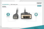 DIGITUS Kabel adapter HDMI Standard 1080p 60Hz FHD Typ HDMI A/DVI-D (18+1) M/M 5m Czarny  - AK-330300-050-S - Zdjęcie 3