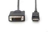 DIGITUS Kabel adapter Displayport z zatrzaskiem 1080p 60Hz FHD Typ DP/DVI-D (24+1) M/M 1m Czarny  - AK-340301-010-S - Zdjęcie 2