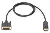 DIGITUS Kabel adapter Displayport z zatrzaskiem 1080p 60Hz FHD Typ DP/DVI-D (24+1) M/M 1m Czarny  - AK-340301-010-S - Zdjęcie 3