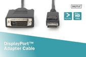 DIGITUS Kabel adapter Displayport z zatrzaskiem 1080p 60Hz FHD Typ DP/DVI-D (24+1) M/M 1m Czarny  - AK-340301-010-S - Zdjęcie 6