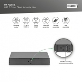 DIGITUS Hub/Koncentrator przemysłowy 7-portowy USB 3.0 SuperSpeed aktywny, metalowa konstrukcja, szyna DIN - DA-70258-1 - Zdjęcie 6