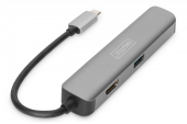 DIGITUS Stacja dokująca USB-C, 5-portów 4K 30Hz HDMI 2x USB3.0 microSD SD/MMC srebrna  - DA-70891 - Zdjęcie 2