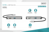 DIGITUS Stacja dokująca USB-C, 5-portów 4K 30Hz HDMI 2x USB3.0 microSD SD/MMC srebrna  - DA-70891 - Zdjęcie 7