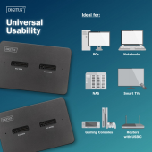 DIGITUS Stacja dokująca USB-C 3.2 Gen2 dla dysków SSD M.2 Duo NVMe oraz SATA (max. 2x 4 TB) z czytnikiem kart SD-Express 7.1 (max. 2 TB), czarna - DA-71546-1 - Zdjęcie 3