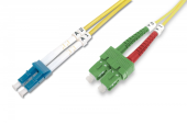 DIGITUS Światłowodowy kabel krosowy (patch cord) jednomodowy SC APC/LC dplx OS2, LSOH, 2m, Żółty - DK-292SCA3LC-02 - Zdjęcie 1