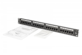 DIGITUS Panel krosowy (patch panel) 19'' 24x RJ45, LSA pion, kat.6, nieekranowany, 1U, prowadnica kabli, pola opisowe, Czarny - DN-91624U-CR - Zdjęcie 7