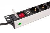DIGITUS Listwa zasilająca PDU Rack 19" z zabezpieczeniem przeciążeniowym, 8 gniazd Schuko CEE 7/3 (45°), kabel 2m wtyk Unischuko, 16A, aluminiowa - DN-95436 - Zdjęcie 5