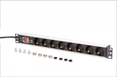 DIGITUS Listwa zasilająca PDU Rack 19" z zabezpieczeniem przeciążeniowym, 8 gniazd Schuko CEE 7/3 (45°), kabel 2m wtyk Unischuko, 16A, aluminiowa - DN-95436 - Zdjęcie 7