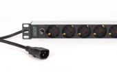 DIGITUS Listwa zasilająca PDU Rack 19" z bezpiecznikiem przeciążeniowym, 9 gniazd Schuko CEE 7/3 (45°), kabel 2m wtyk IEC C14, 10A, aluminiowa - DN-95437 - Zdjęcie 4