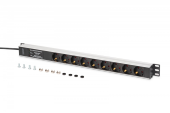 DIGITUS Listwa zasilająca PDU Rack (620mm) z zabezpieczeniem przeciwprzepięciowym + filtr EMI/RFI, 9 gniazd Schuko CEE 7/3 (45°), kabel 2m wtyk Unischuko CEE  - DN-95438 - Zdjęcie 6