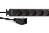 DIGITUS Listwa zasilająca PDU Rack 19", 9 gniazd Schuko CEE 7/3 (45°), kabel 2m wtyk IEC C20, 16A, aluminiowa - DN-95440 - Zdjęcie 3