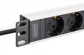 DIGITUS Listwa zasilająca PDU Rack 19", 9 gniazd Schuko CEE 7/3 (45°), kabel 2m wtyk IEC C20, 16A, aluminiowa - DN-95440 - Zdjęcie 4