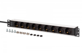 DIGITUS Listwa zasilająca PDU Rack 19", 9 gniazd Schuko CEE 7/3 (45°), kabel 2m wtyk IEC C20, 16A, aluminiowa - DN-95440 - Zdjęcie 6