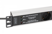 DIGITUS Listwa zasilająca PDU Rack 19" z zabezpieczeniem przeciwprzepięciowym + filtr EMI/RFI, 7 gniazd Schuko CEE 7/3, kabel 2m, wtyk Unischuko CEE 7/7, 16A, - DN-95441 - Zdjęcie 3