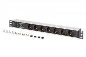 DIGITUS Listwa zasilająca PDU Rack 19" z zabezpieczeniem przeciwprzepięciowym + filtr EMI/RFI, 7 gniazd Schuko CEE 7/3, kabel 2m, wtyk Unischuko CEE 7/7, 16A, - DN-95441 - Zdjęcie 6