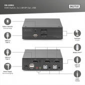 DIGITUS Przełącznik KVM, 2 portowy, 4K 60Hz, 2xDisplayPort IN, 1xDisplayPort OUT, 2xUSB, 2xAudio IN&OUT  - DS-12851 - Zdjęcie 4