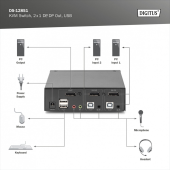 DIGITUS Przełącznik KVM, 2 portowy, 4K 60Hz, 2xDisplayPort IN, 1xDisplayPort OUT, 2xUSB, 2xAudio IN&OUT  - DS-12851 - Zdjęcie 5
