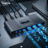 DIGITUS Przełącznik / Switch KVM HDMI 2x1 | UHD 4K@60Hz | 3x USB-A 3.1 Gen1 | 1x USB-C USB 3.1 Gen1 | Audio | Core Line  - DS-12855 - Zdjęcie 7