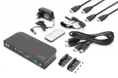 DIGITUS Przełącznik KVM 2 portowy, 2x HDMI IN, 1x HDMI OUT, 2x USB A, 1x Audio, 4K x 2K 60Hz, IN&OUT - DS-12874 - Zdjęcie 4