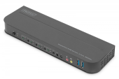 DIGITUS Przełącznik KVM, 4 portowy, 4K 60Hz, 4x DP IN, 1x DP OUT, 1x HDMI OUT, 2x USB A, 1x Audio IN&OUT  - DS-12890 - Zdjęcie 1