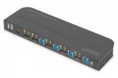 DIGITUS Przełącznik KVM, 4 portowy, 4K 60Hz, 4x DP IN, 1x DP OUT, 1x HDMI OUT, 2x USB A, 1x Audio IN&OUT  - DS-12890 - Zdjęcie 2