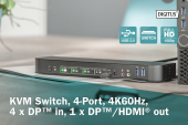 DIGITUS Przełącznik KVM, 4 portowy, 4K 60Hz, 4x DP IN, 1x DP OUT, 1x HDMI OUT, 2x USB A, 1x Audio IN&OUT  - DS-12890 - Zdjęcie 5