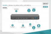 DIGITUS Przełącznik KVM, 4 portowy, 4K 60Hz, 4x DP IN, 1x DP OUT, 1x HDMI OUT, 2x USB A, 1x Audio IN&OUT  - DS-12890 - Zdjęcie 6