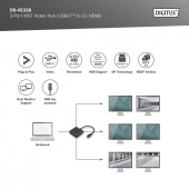 DIGITUS Hub/Koncentrator 2-portowy USB Typ C/2x HDMI 4K/60Hz HDR HDCP 2.2 MST - DS-45338 - Zdjęcie 7