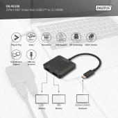 DIGITUS Hub/Koncentrator 2-portowy USB Typ C/2x HDMI 4K/60Hz HDR HDCP 2.2 MST - DS-45338 - Zdjęcie 8